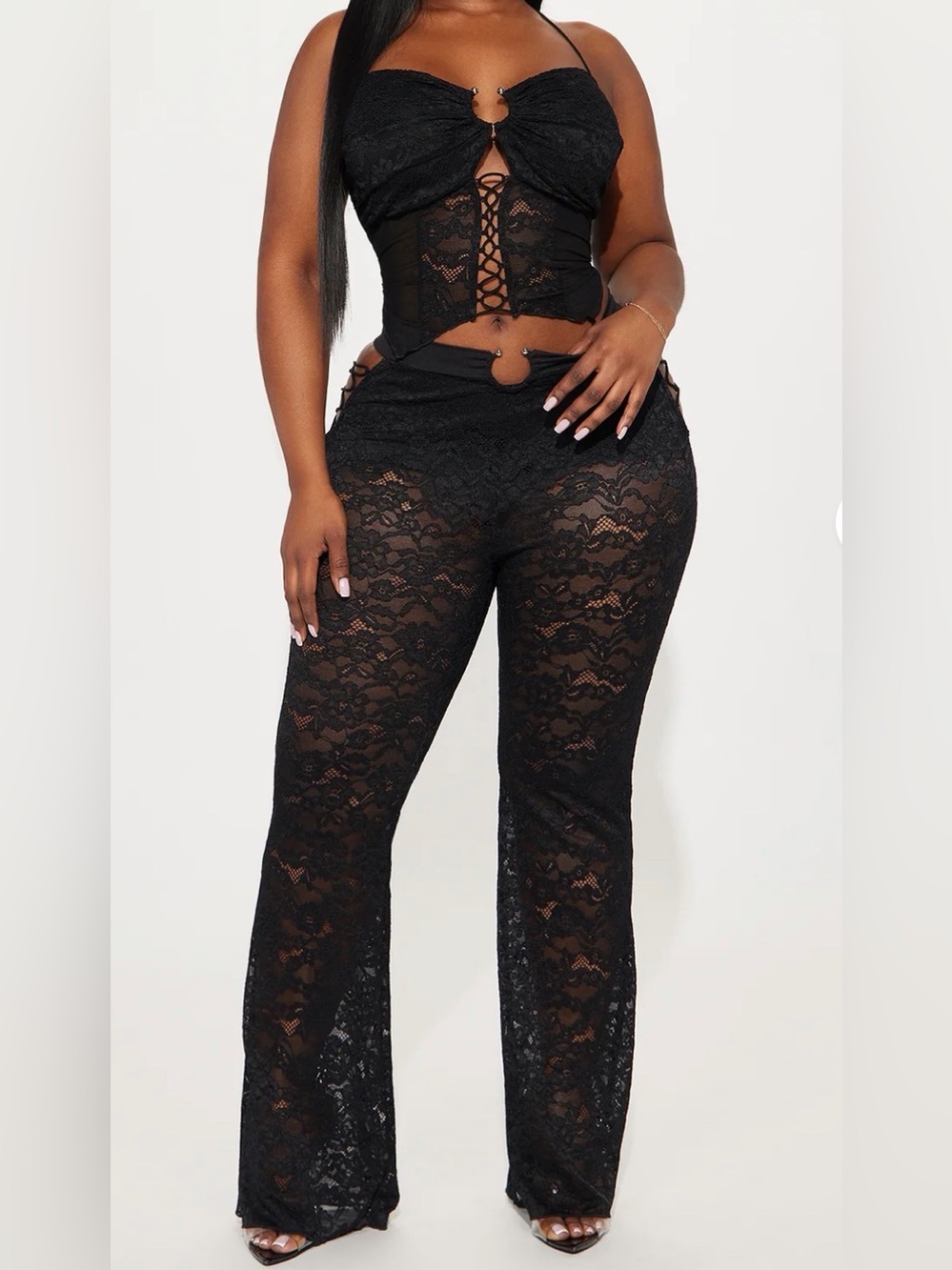 black fashion nova lace set